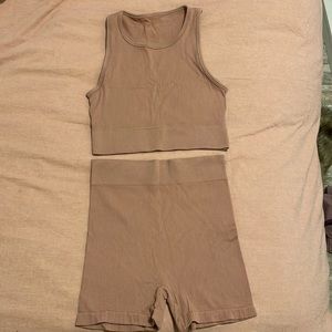Skims cotton rib set - high neck tank and shorts size L/XL